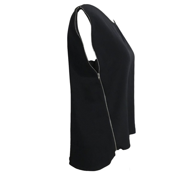 Express Black Zip Sleeveless Blouse High-Low Top Size Small - Picture 3 of 8